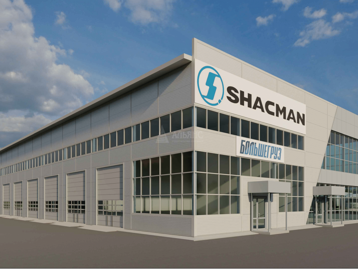 3D визуализация СТО с АБК с навесом  из сэндвич-панелей - фото 3