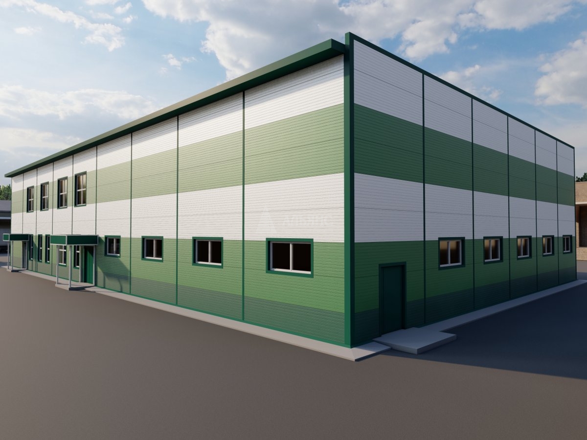 3D визуализация Офисно-складское здание из сэндвич-панелей - фото 3