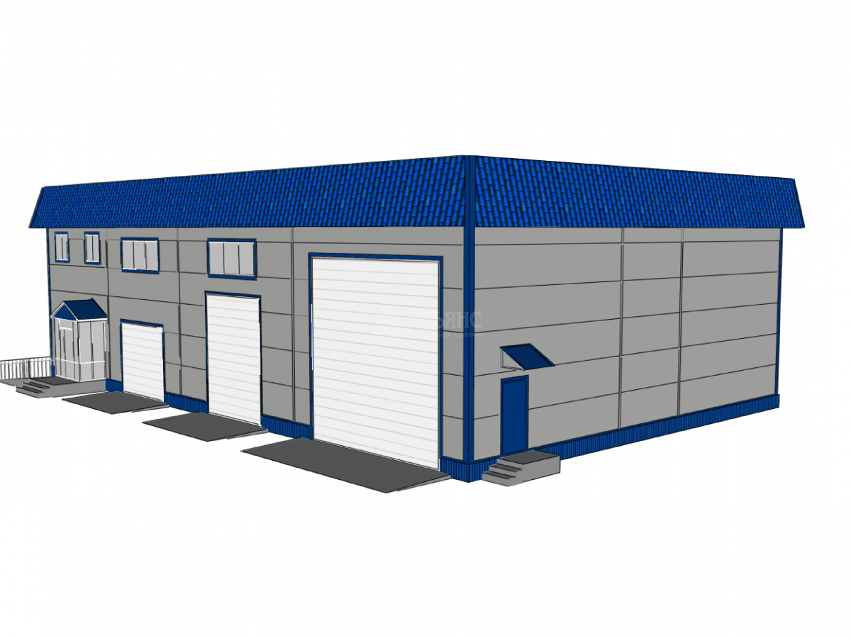 3D визуализация Автосервис из сэндвич-панелей - фото 1