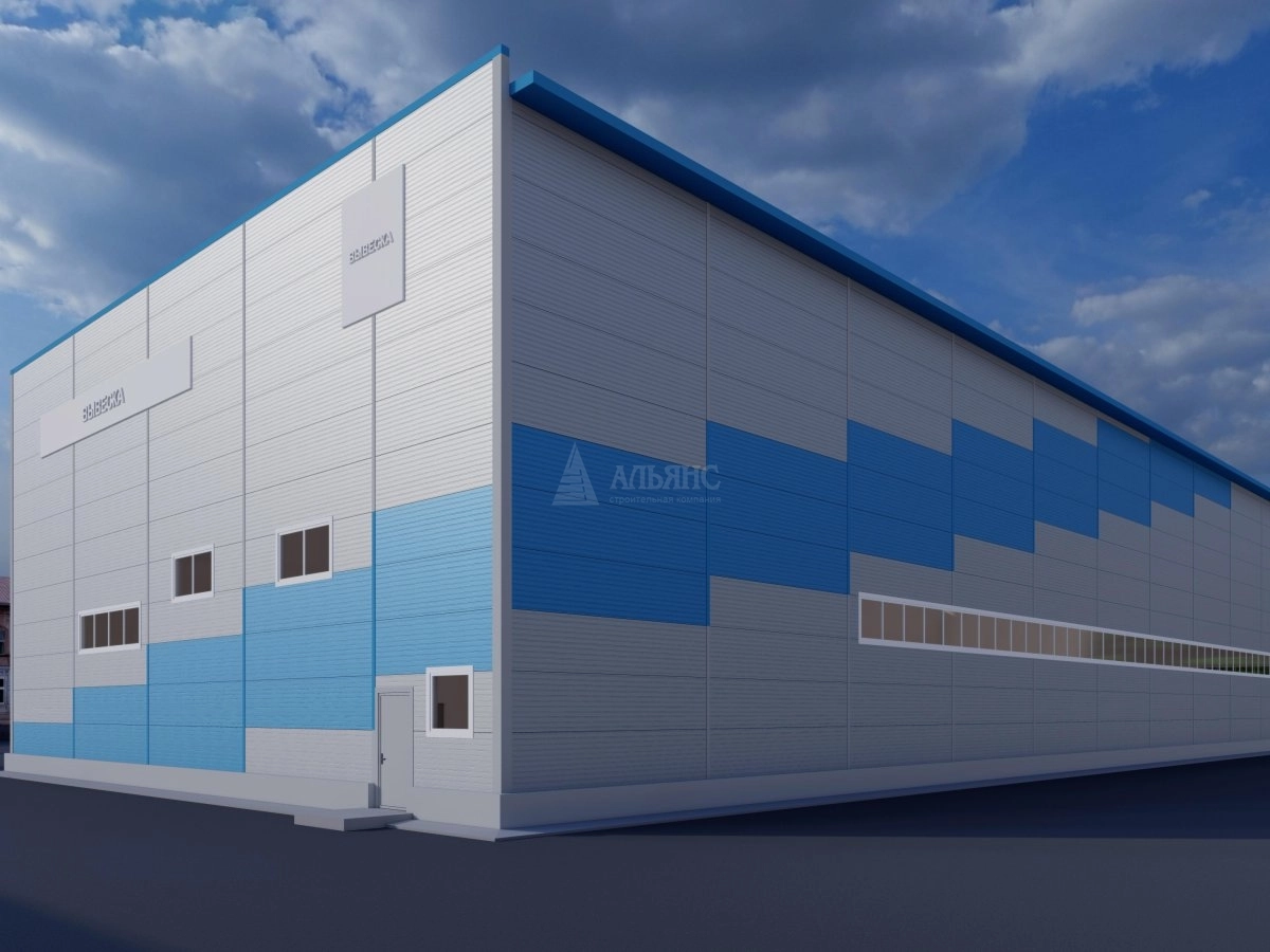 3D визуализация Производственное здание из сэндвич-панелей - фото 4
