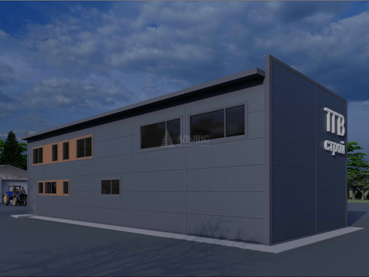 3D визуализация Здание АБК из сэндвич-панелей - фото 4