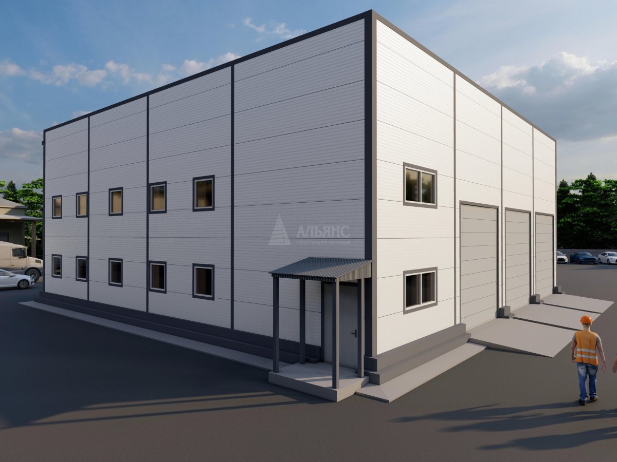 3D визуализация СТО с АБК из сэндвич-панелей - фото 4